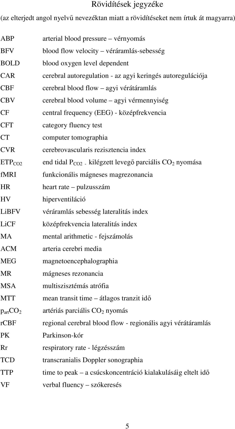 cerebral blood flow agyi vérátáramlás cerebral blood volume agyi vérmennyiség central frequency (EEG) - középfrekvencia category fluency test computer tomographia cerebrovascularis rezisztencia index