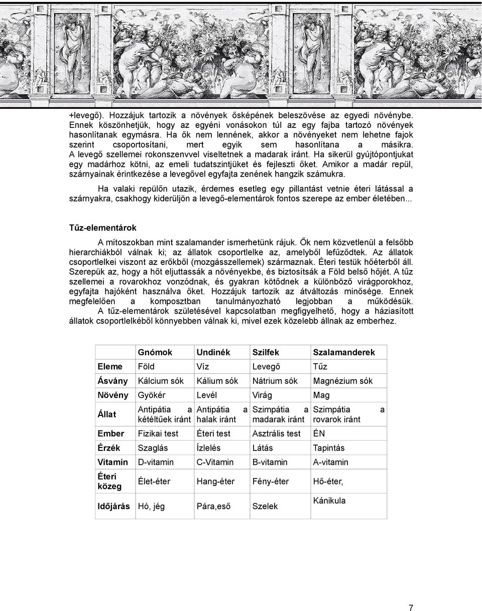 Ha sikerül gyújtópontjukat egy madárhoz kötni, az emeli tudatszintjüket és fejleszti őket. Amikor a madár repül, szárnyainak érintkezése a levegővel egyfajta zenének hangzik számukra.