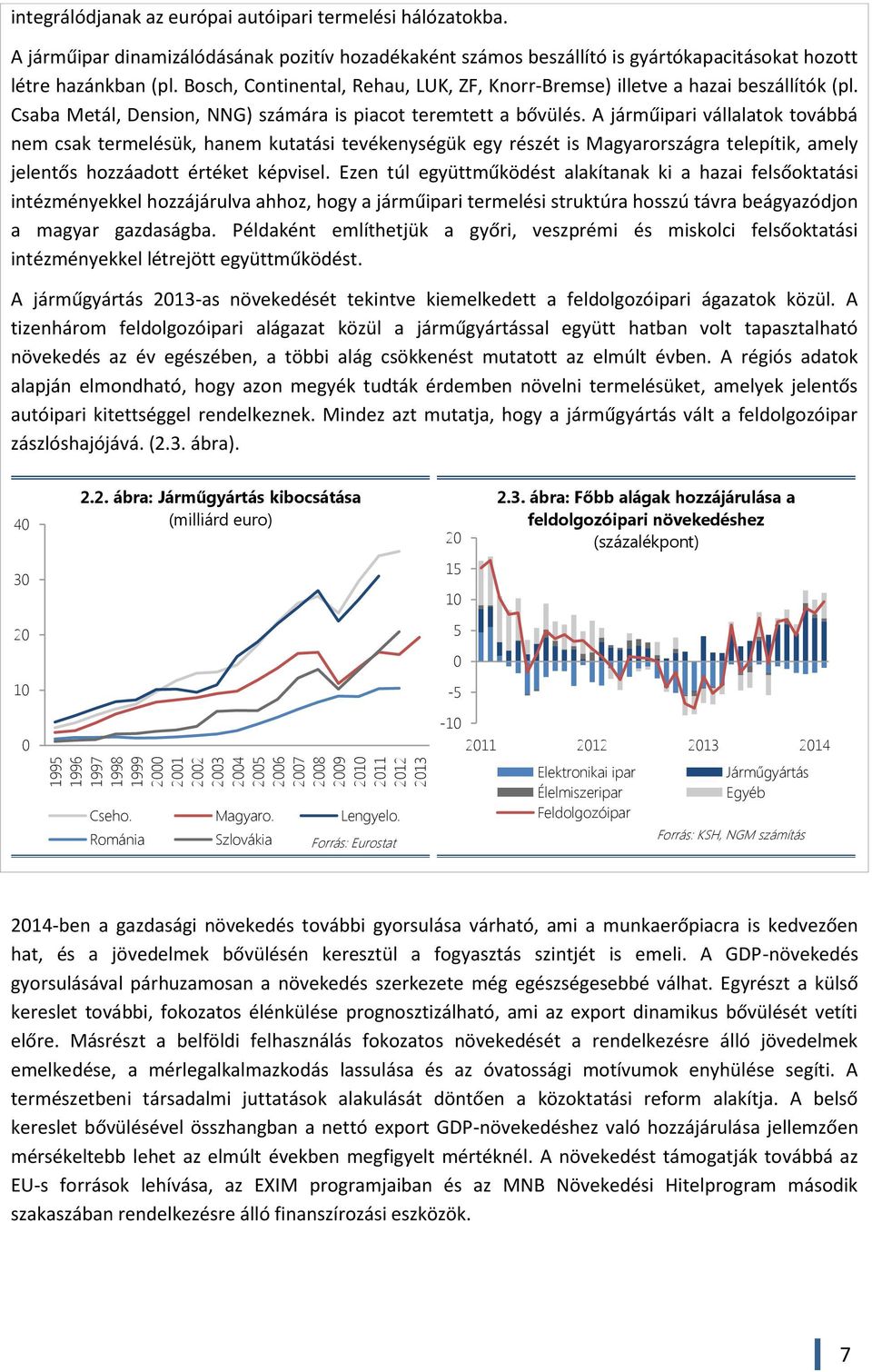 Bosch, Continental, Rehau, LUK, ZF, Knorr-Bremse) illetve a hazai beszállítók (pl. Csaba Metál, Dension, NNG) számára is piacot teremtett a bővülés.