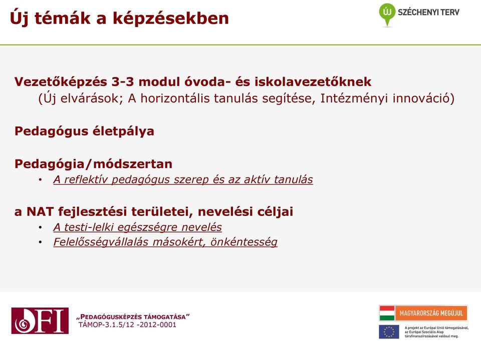 Pedagógia/módszertan A reflektív pedagógus szerep és az aktív tanulás a NAT fejlesztési