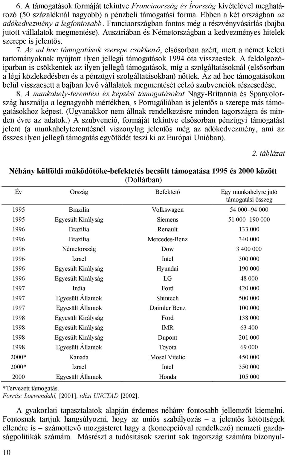 Az ad hoc támogatások szerepe csökkenő, elsősorban azért, mert a német keleti tartományoknak nyújtott ilyen jellegű támogatások 1994 óta visszaestek.