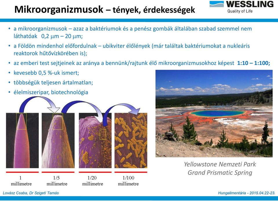 hűtővízkörében is); az emberi test sejtjeinek az aránya a bennünk/rajtunk élő mikroorganizmusokhoz képest 1:10 1:100; kevesebb