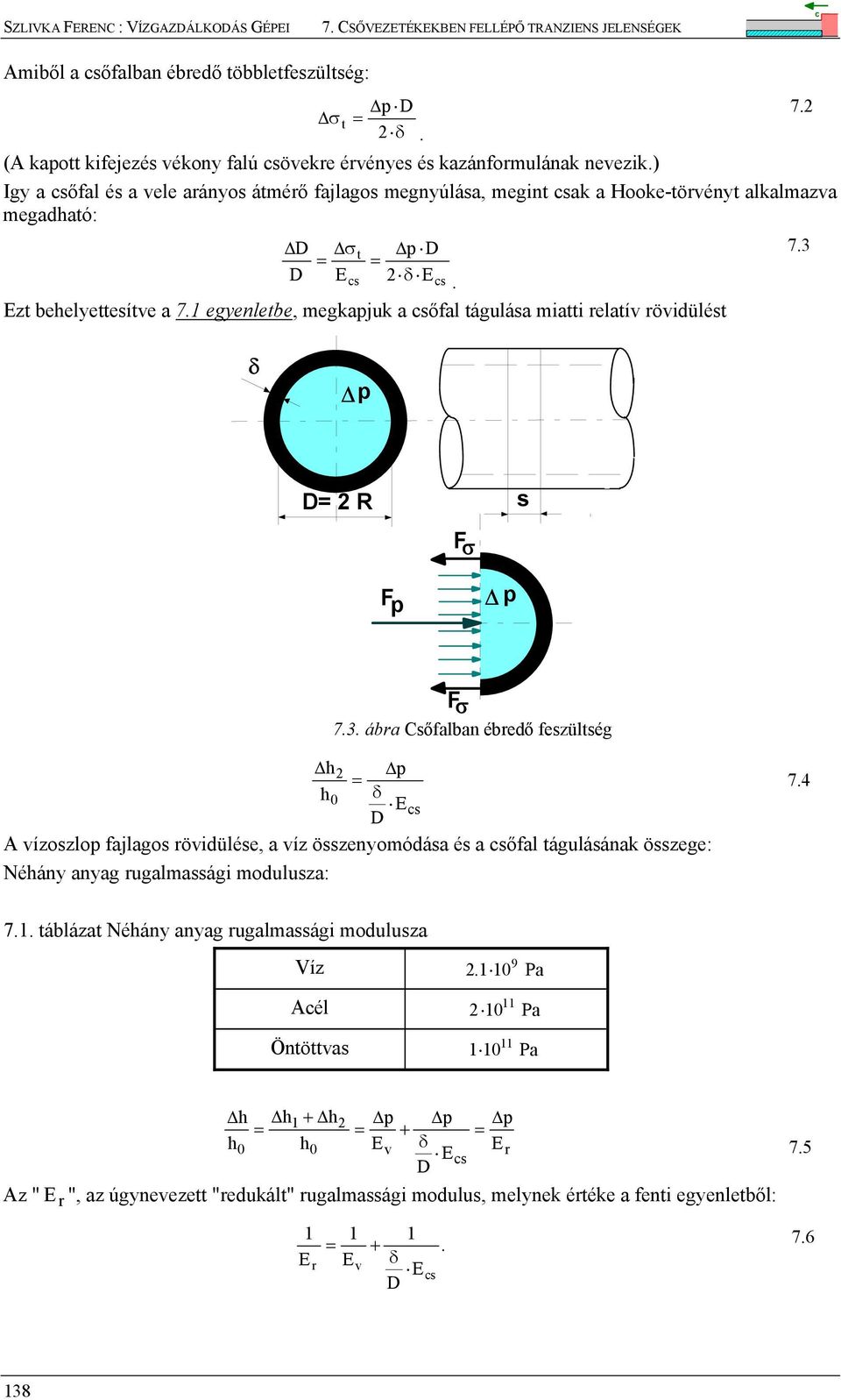 1 egyenletbe, megkapjuk a sőfal tágulása miatti relatív rövidülést 7. 7.3 