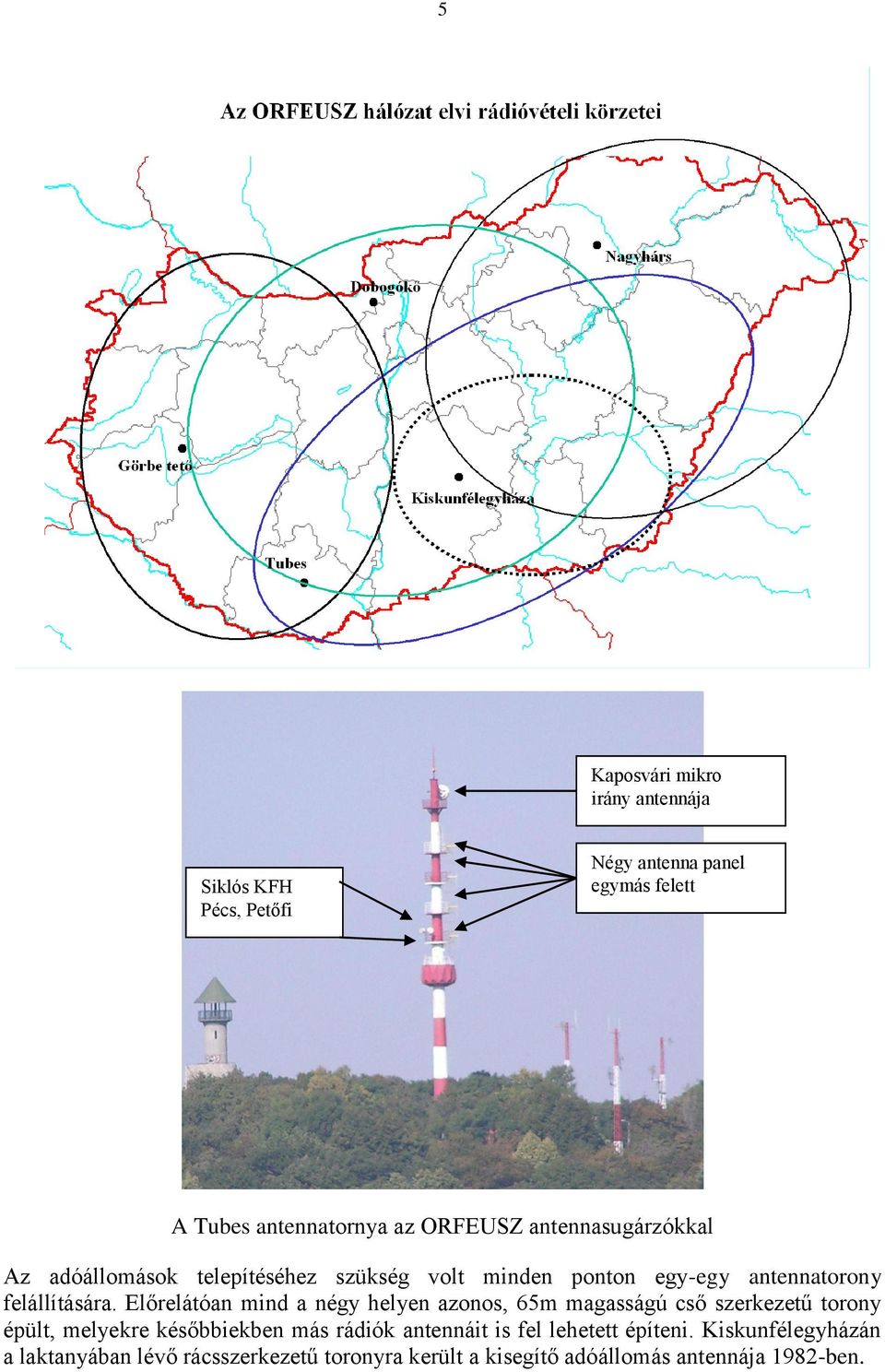 Előrelátóan mind a négy helyen azonos, 65m magasságú cső szerkezetű torony épült, melyekre későbbiekben más rádiók