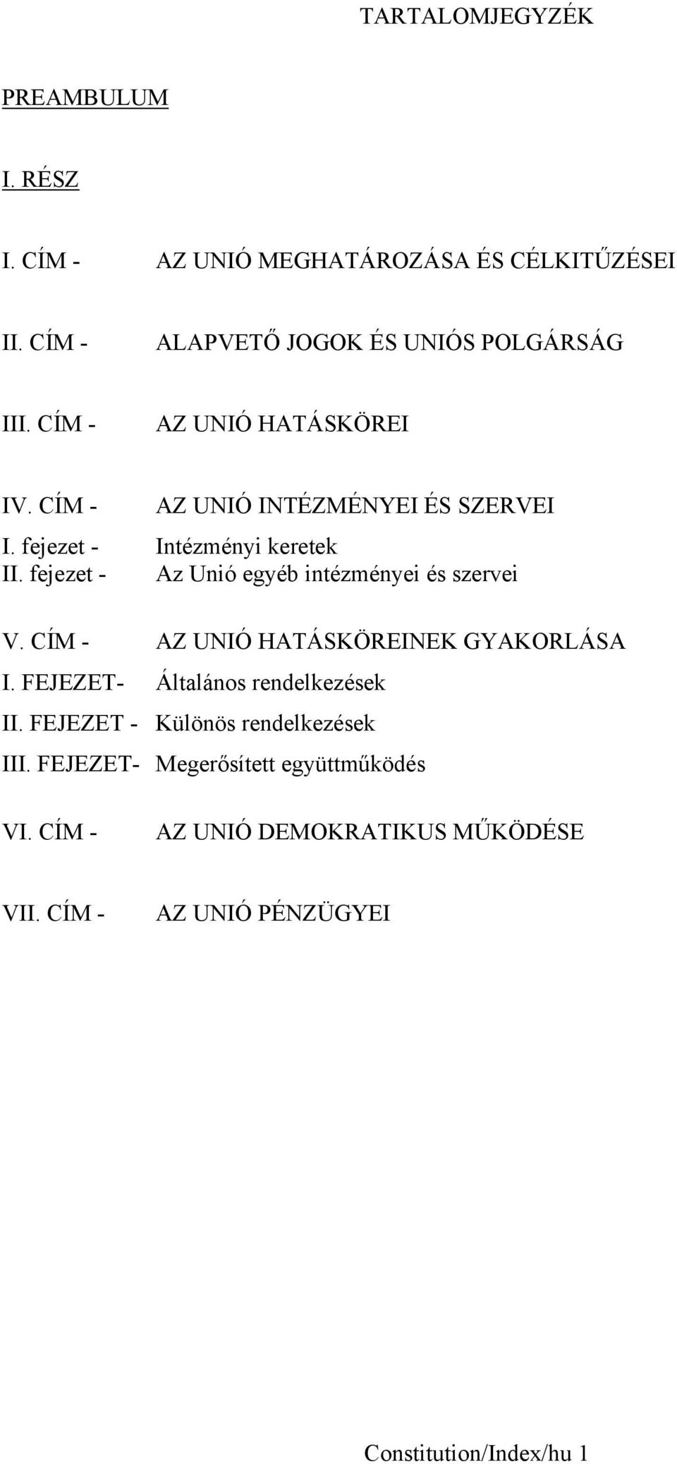 fejezet - Az Unió egyéb intézményei és szervei V. CÍM - AZ UNIÓ HATÁSKÖREINEK GYAKORLÁSA I. FEJEZET- Általános rendelkezések II.