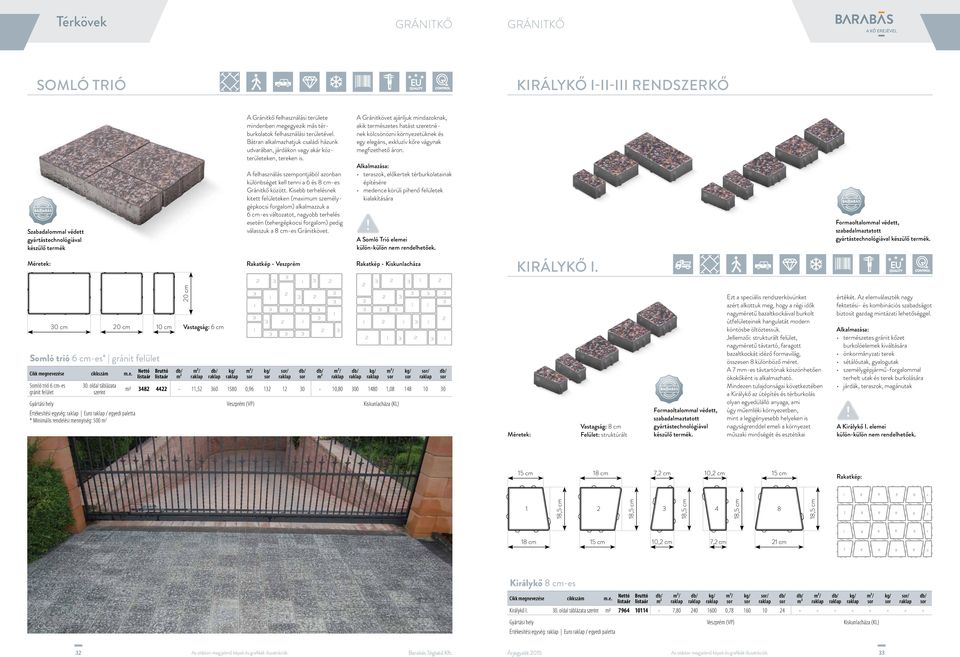 A felhasználás szempontjából azonban különbséget kell tenni a 6 és 8 cm-es Gránitkő között.