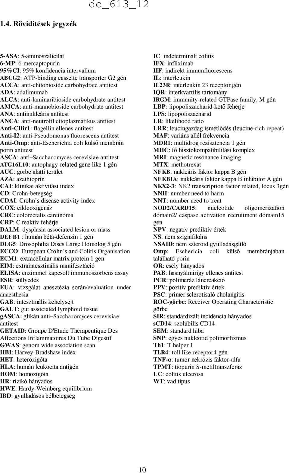 flagellin ellenes antitest Anti-I2: anti-pseudomonas fluorescens antitest Anti-Omp: anti-escherichia coli külső membrán porin antitest ASCA: anti Saccharomyces cerevisiae antitest ATG16L10: