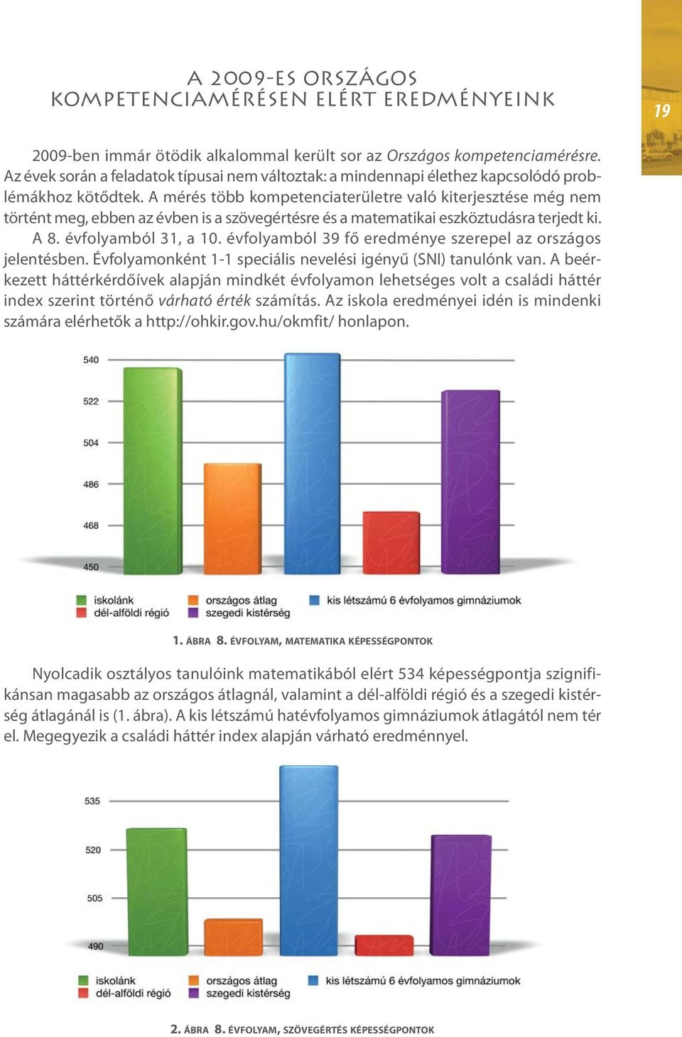 A mérés több kompetenciaterületre való kiterjesztése még nem történt meg, ebben az évben is a szövegértésre és a matematikai eszköztudásra terjedt ki. A 8. évfolyamból 31, a 10.