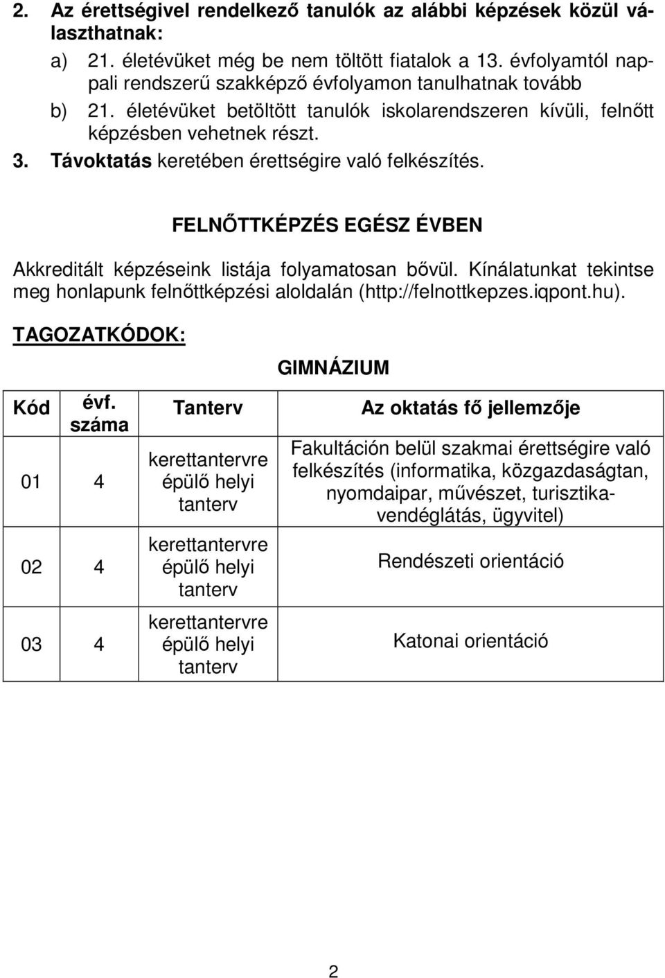 Távoktatás keretében érettségire való felkészítés. FELNŐTTKÉPZÉS EGÉSZ ÉVBEN Akkreditált képzéseink listája folyamatosan bővül.