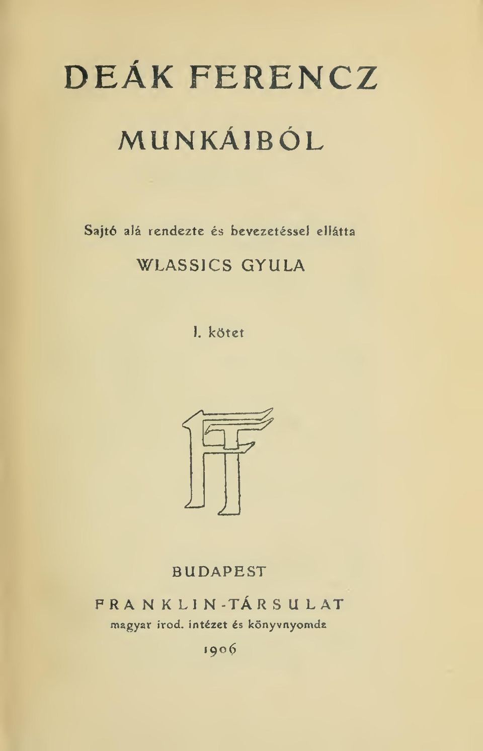 kötet <1 í^-\ b^ n^ la BUDAPEST FRANKLIN -TÁ