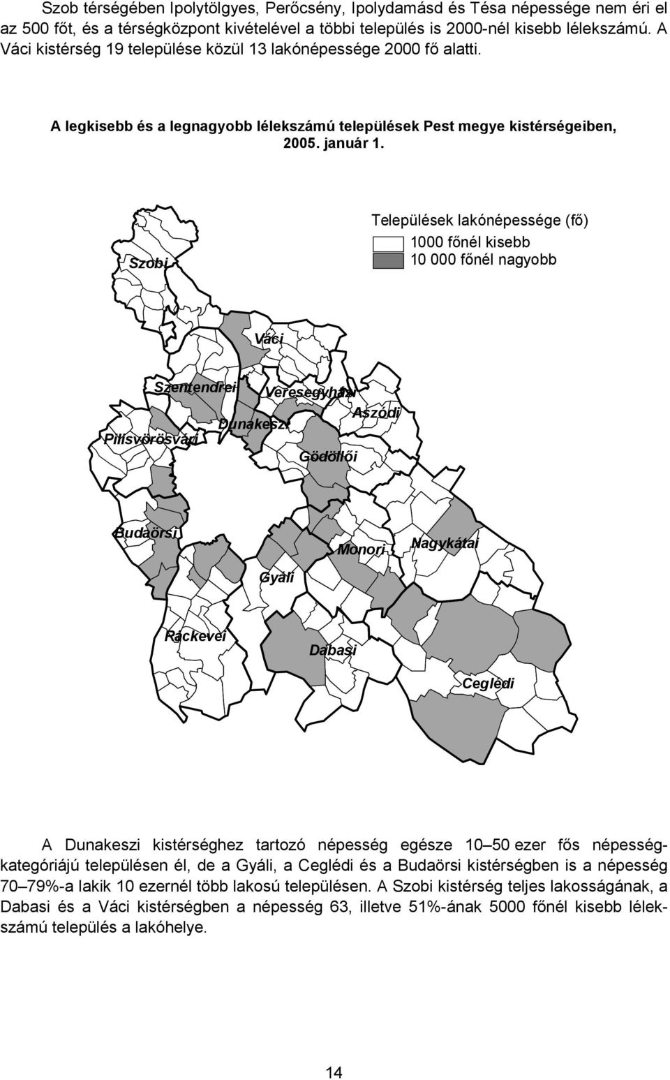 Szobi Települések lakónépessége (fő) 1000 főnél kisebb 10 000 főnél nagyobb Váci Szentendrei Veresegyházi Aszódi Dunakeszi Pilisvörösvári Gödöllői Budaörsi Gyáli Monori Nagykátai Ráckevei Dabasi