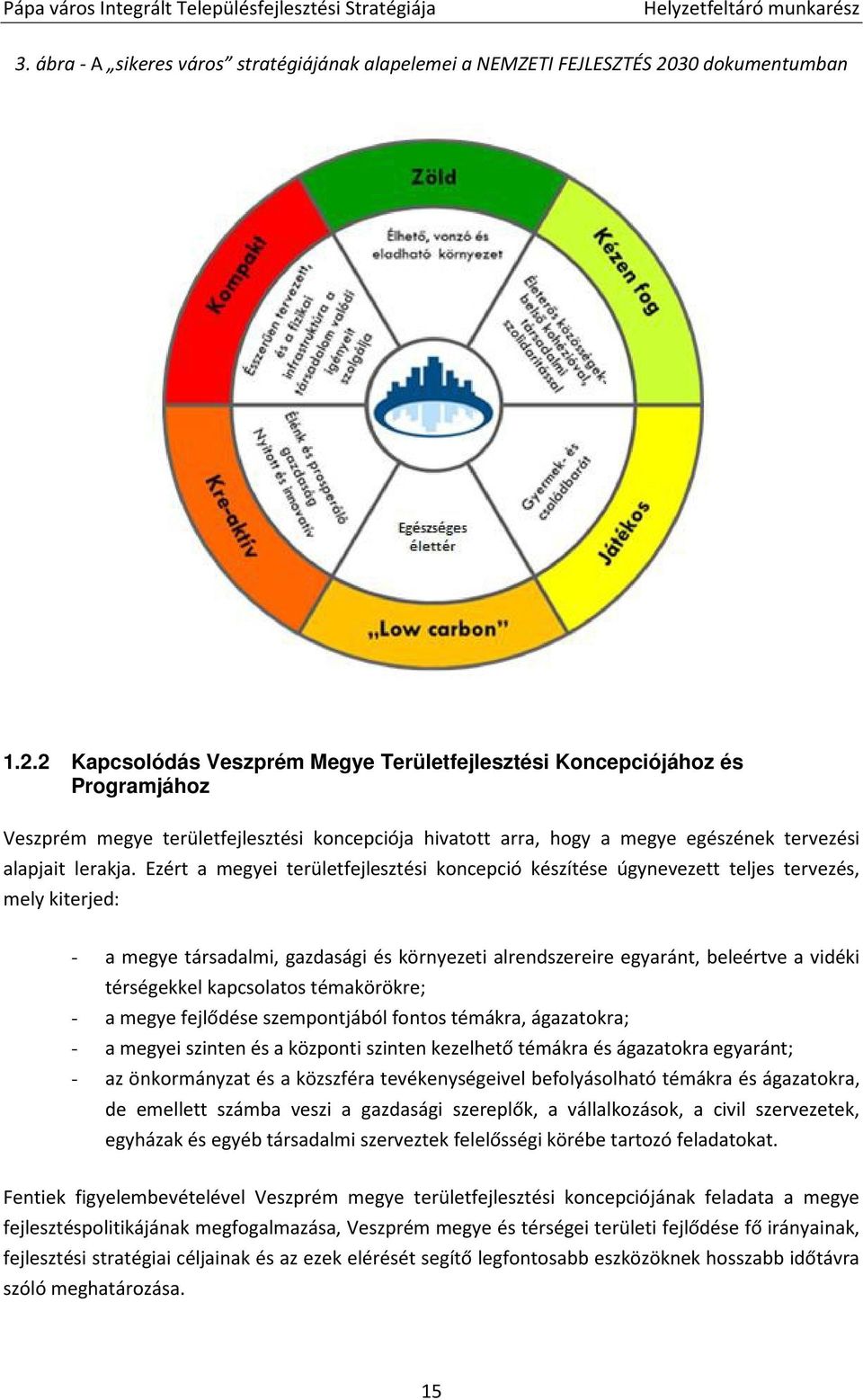 2 Kapcsolódás Veszprém Megye Területfejlesztési Koncepciójához és Programjához Veszprém megye területfejlesztési koncepciója hivatott arra, hogy a megye egészének tervezési alapjait lerakja.