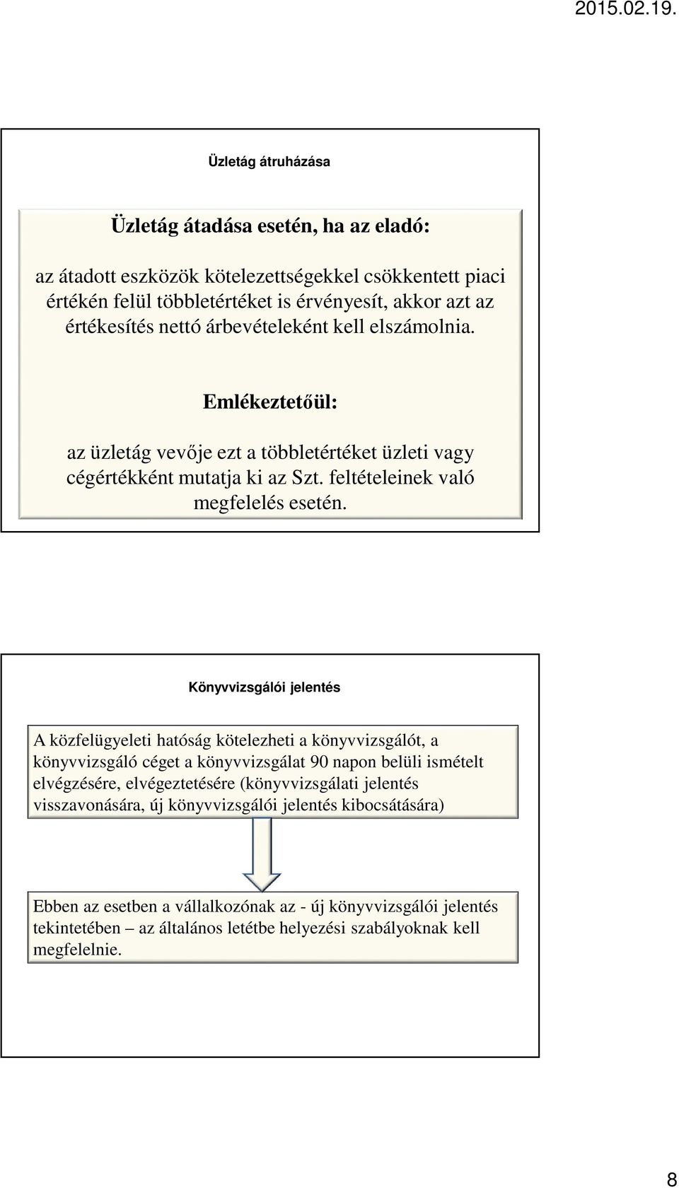 Könyvvizsgálói jelentés A közfelügyeleti hatóság kötelezheti a könyvvizsgálót, a könyvvizsgáló céget a könyvvizsgálat 90 napon belüli ismételt elvégzésére, elvégeztetésére (könyvvizsgálati