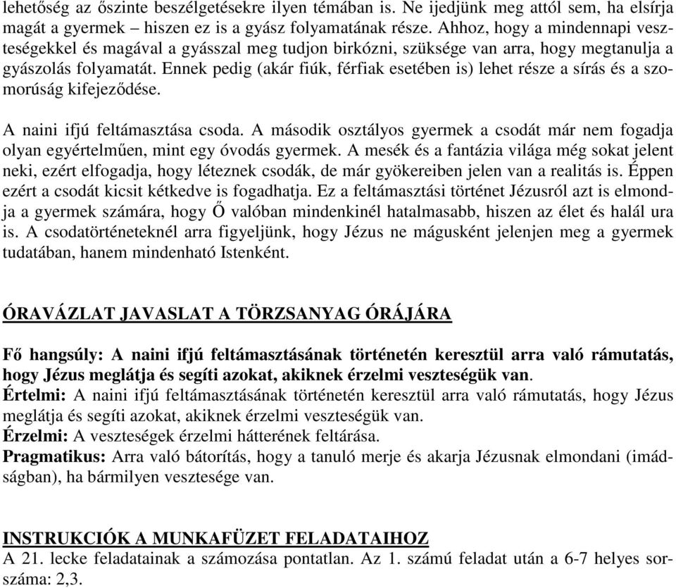 Ennek pedig (akár fiúk, férfiak esetében is) lehet része a sírás és a szomorúság kifejeződése. A naini ifjú feltámasztása csoda.