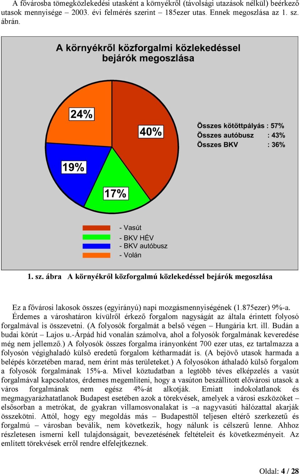 875ezer) 9%-a. Érdemes a városhatáron kívülről érkező forgalom nagyságát az általa érintett folyosó forgalmával is összevetni. (A folyosók forgalmát a belső végen Hungária krt. ill.