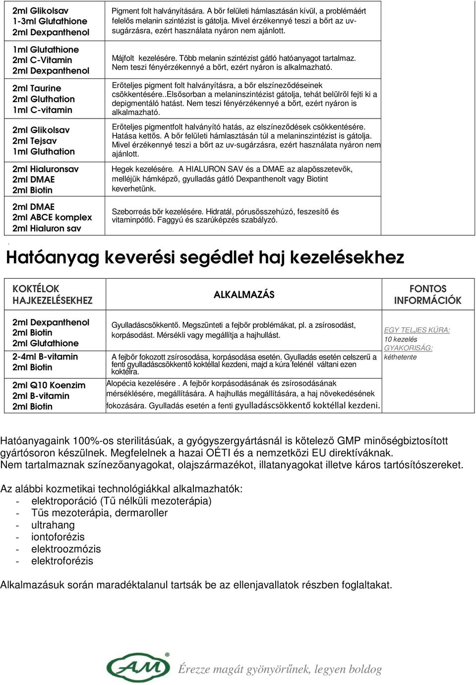 Több melanin szintézist gátló hatóanyagot tartalmaz. Nem teszi fényérzékennyé a bırt, ezért nyáron is alkalmazható. Erıteljes pigment folt halványításra, a bır elszínezıdéseinek csökkentésére.