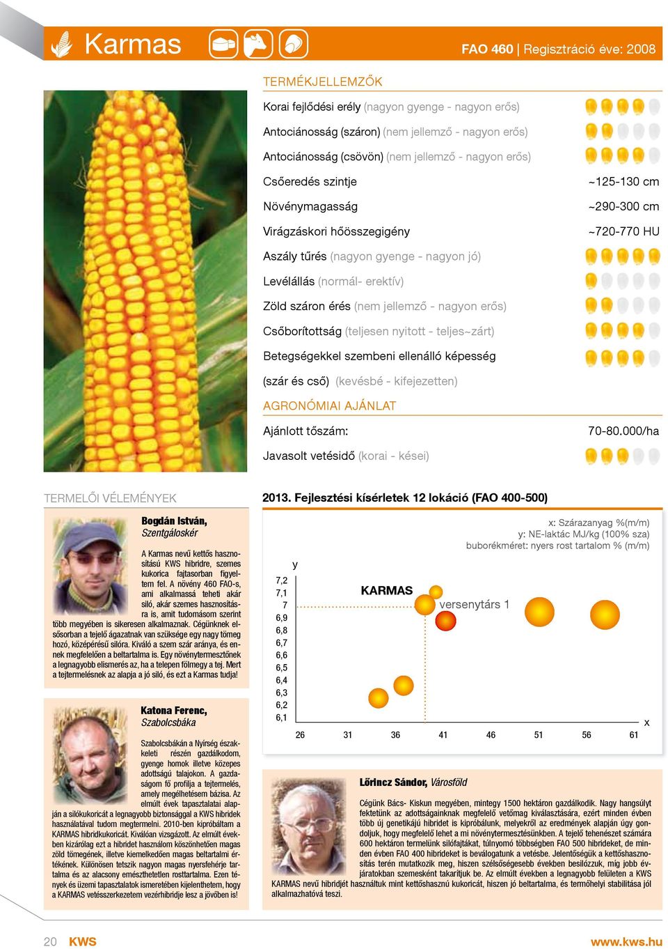 nagon erős) Csőborítottság (teljesen nitott - teljes~zárt) Betegségekkel szembeni ellenálló képesség (szár és cső) (kevésbé - kifejezetten) AGRONÓMIAI AJÁNLAT Ajánlott tőszám: 70-80.