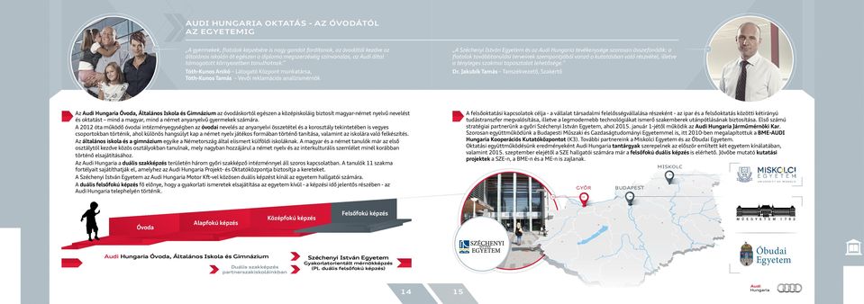 A Széchenyi István Egyetem és az Audi Hungaria tevékenysége szorosan összefonódik: a fiatalok továbbtanulási terveinek szempontjából vonzó a kutatásban való részvétel, illetve a tényleges szakmai