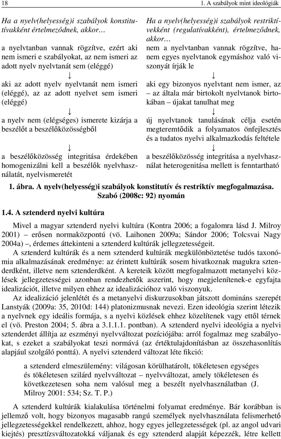 beszélőközösség integritása érdekében homogenizálni kell a beszélők nyelvhasználatát, nyelvismeretét Ha a nyelv(helyesség)i szabályok restriktívekként (regulatívakként), értelmeződnek, akkor nem a