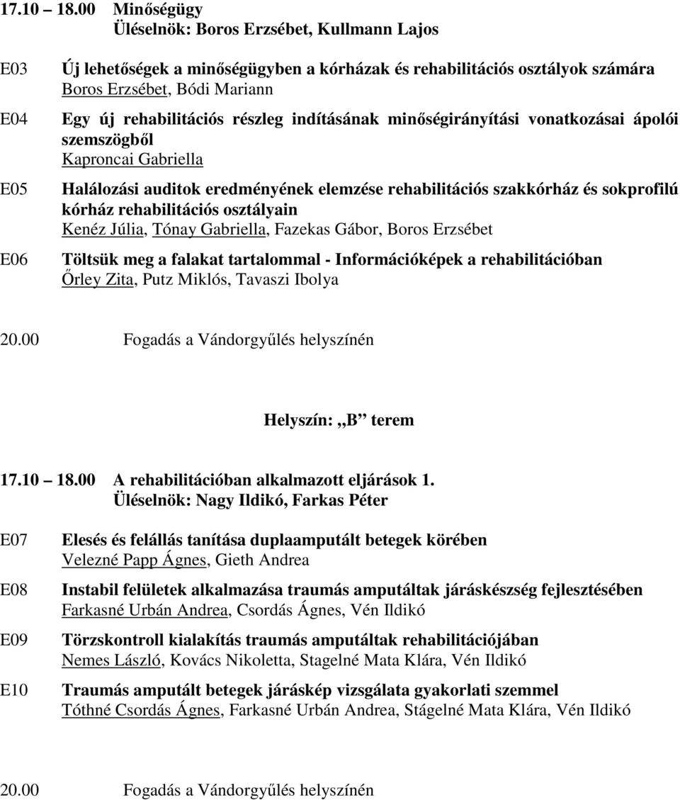 rehabilitációs részleg indításának minőségirányítási vonatkozásai ápolói szemszögből Kaproncai Gabriella Halálozási auditok eredményének elemzése rehabilitációs szakkórház és sokprofilú kórház