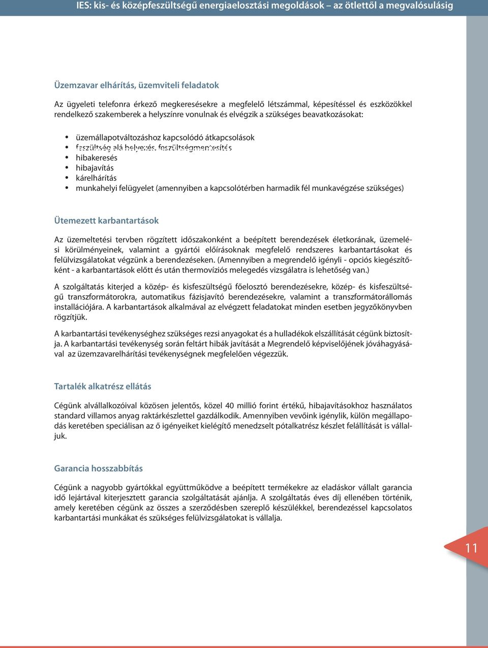 energiaelosztási alá helyezés, feszültségmentesítés megoldások az ötlettől a megvalósulásig hibakeresés hibajavítás kárelhárítás munkahelyi felügyelet (amennyiben a kapcsolótérben harmadik fél