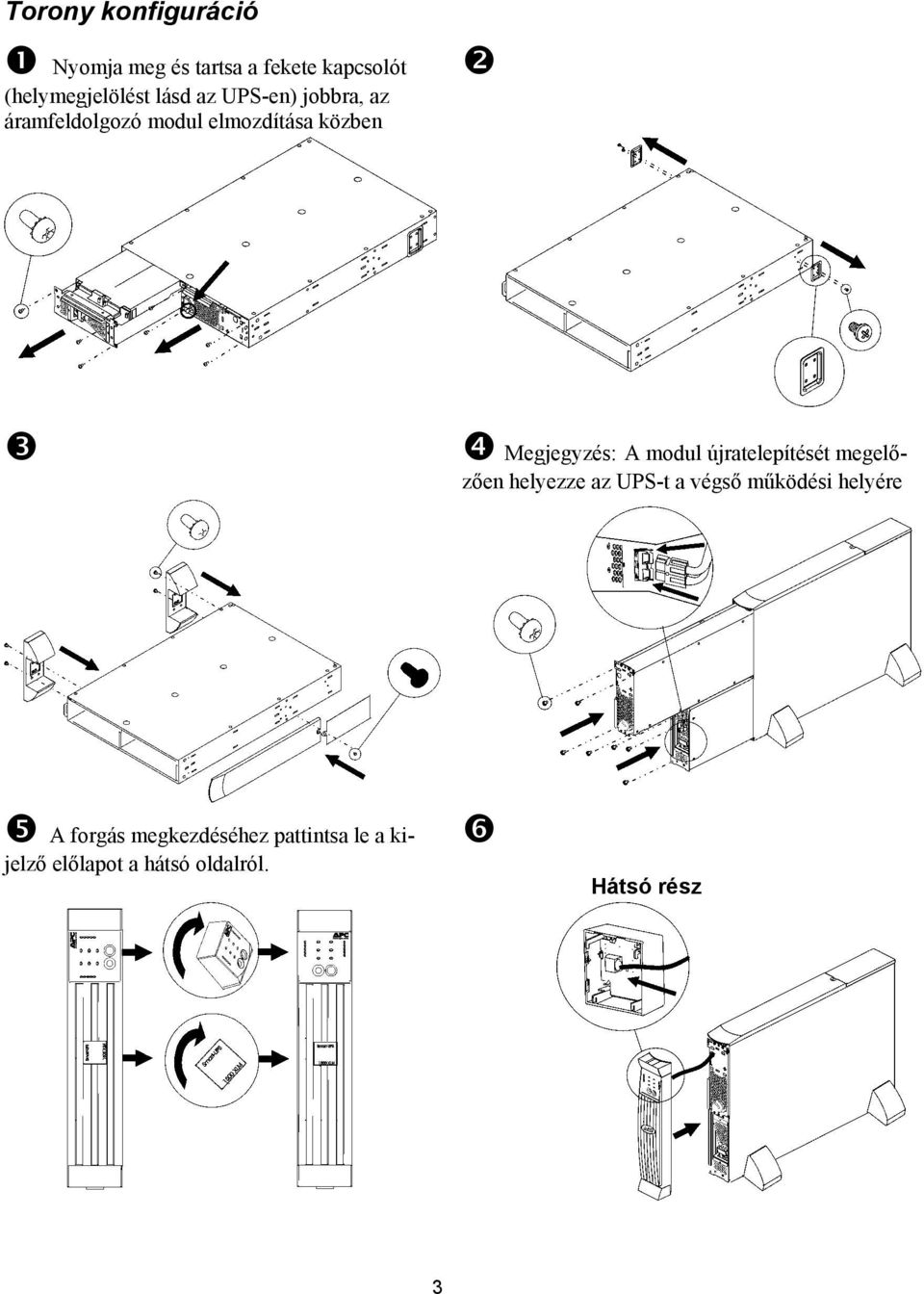 Megjegyzés: A modul újratelepítését megelőzően helyezze az UPS-t a végső működési