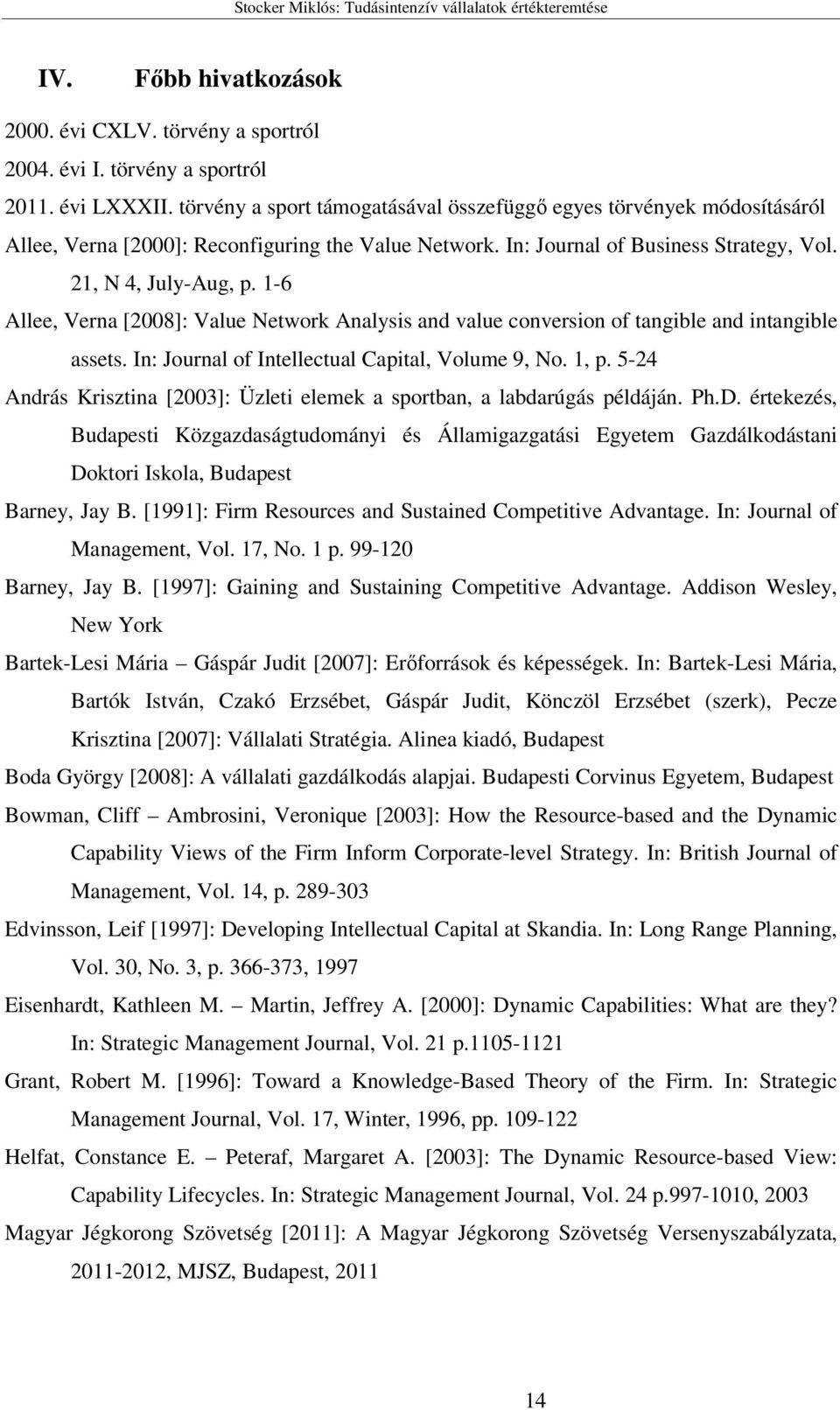 1-6 Allee, Verna [2008]: Value Network Analysis and value conversion of tangible and intangible assets. In: Journal of Intellectual Capital, Volume 9, No. 1, p.