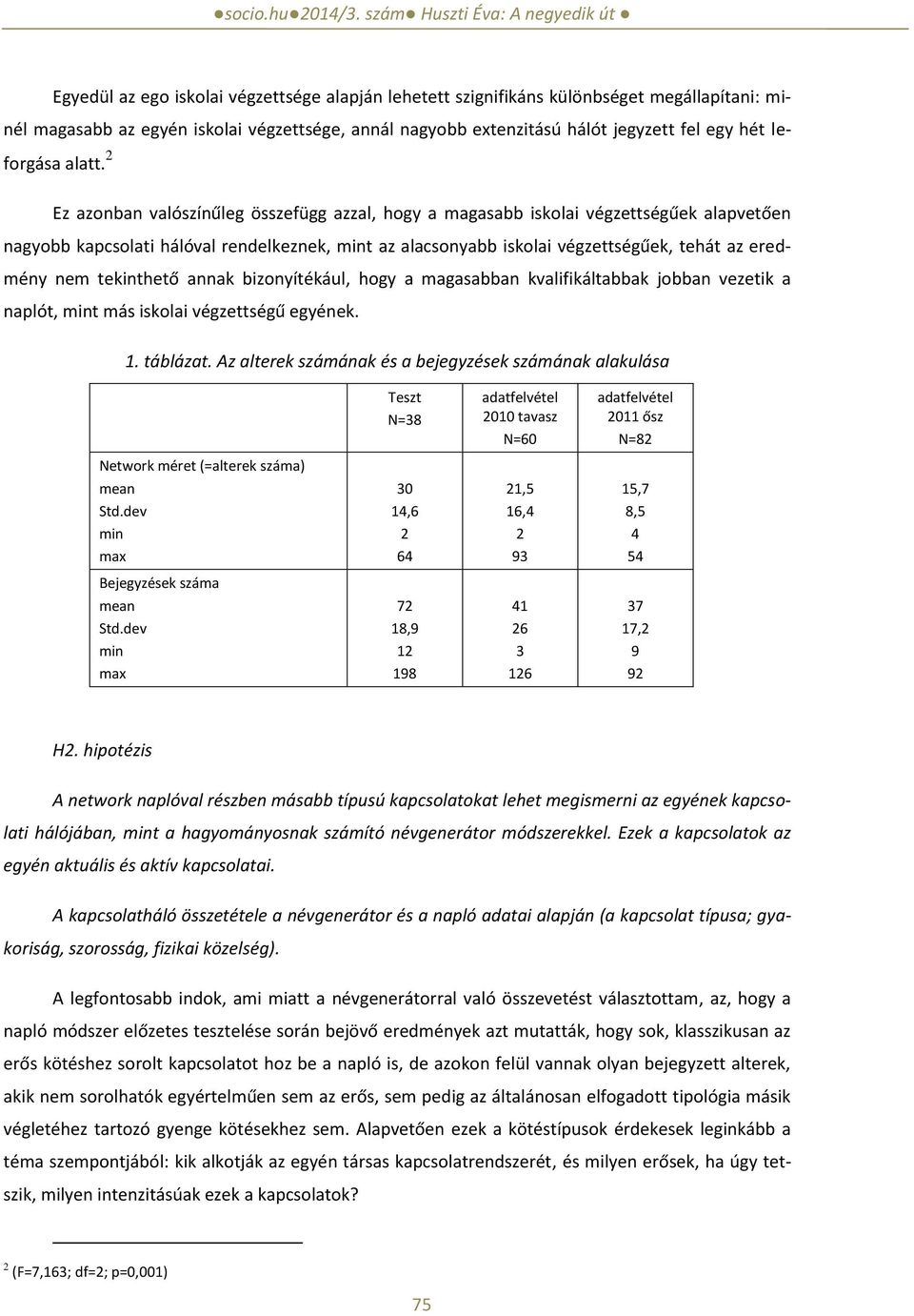 2 Ez azonban valószínűleg összefügg azzal, hogy a magasabb iskolai végzettségűek alapvetően nagyobb kapcsolati hálóval rendelkeznek, mint az alacsonyabb iskolai végzettségűek, tehát az eredmény nem