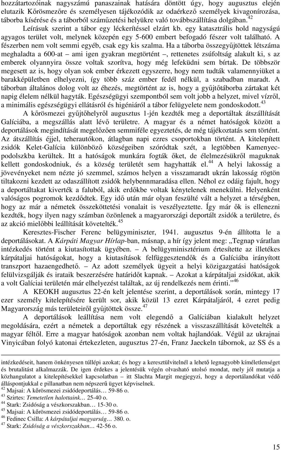 egy katasztrális hold nagyságú agyagos terület volt, melynek közepén egy 5-600 embert befogadó fészer volt található. A fészerben nem volt semmi egyéb, csak egy kis szalma.