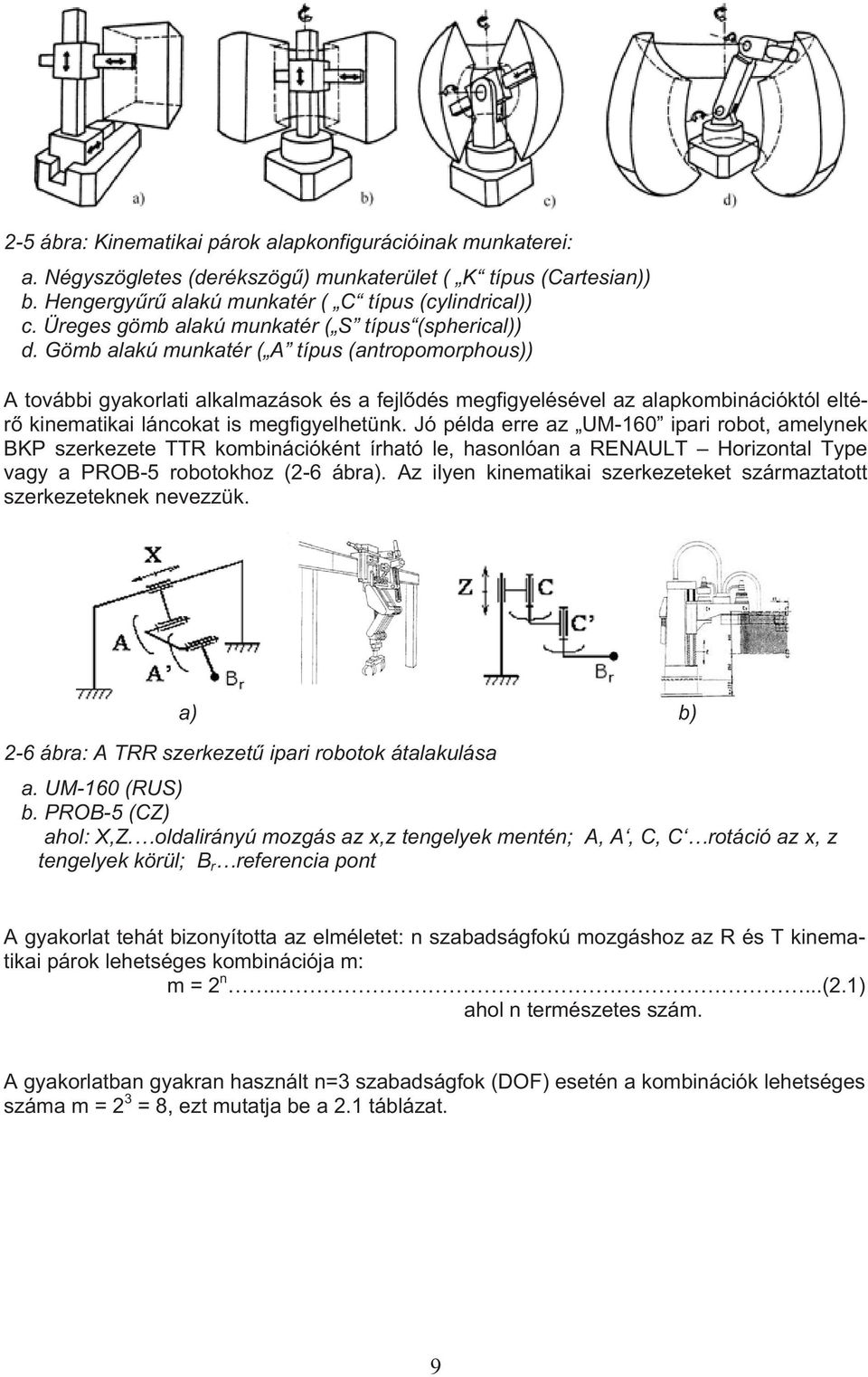 Gömb alakú munkatér ( A típus (antropomorphous)) A további gyakorlati alkalmazások és a fejldés megfigyelésével az alapkombinációktól eltér kinematikai láncokat is megfigyelhetünk.