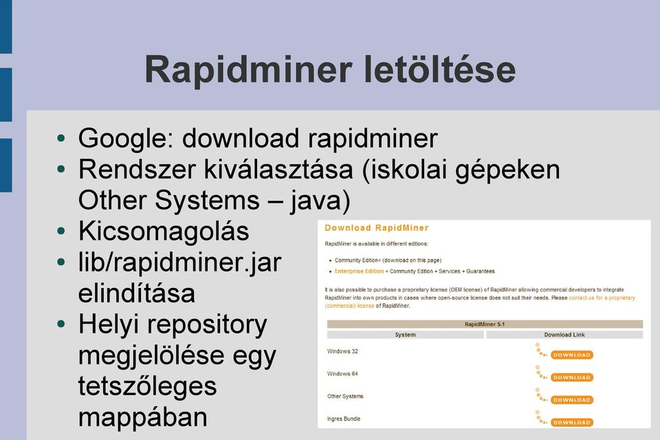 Systems java) Kicsomagolás lib/rapidminer.