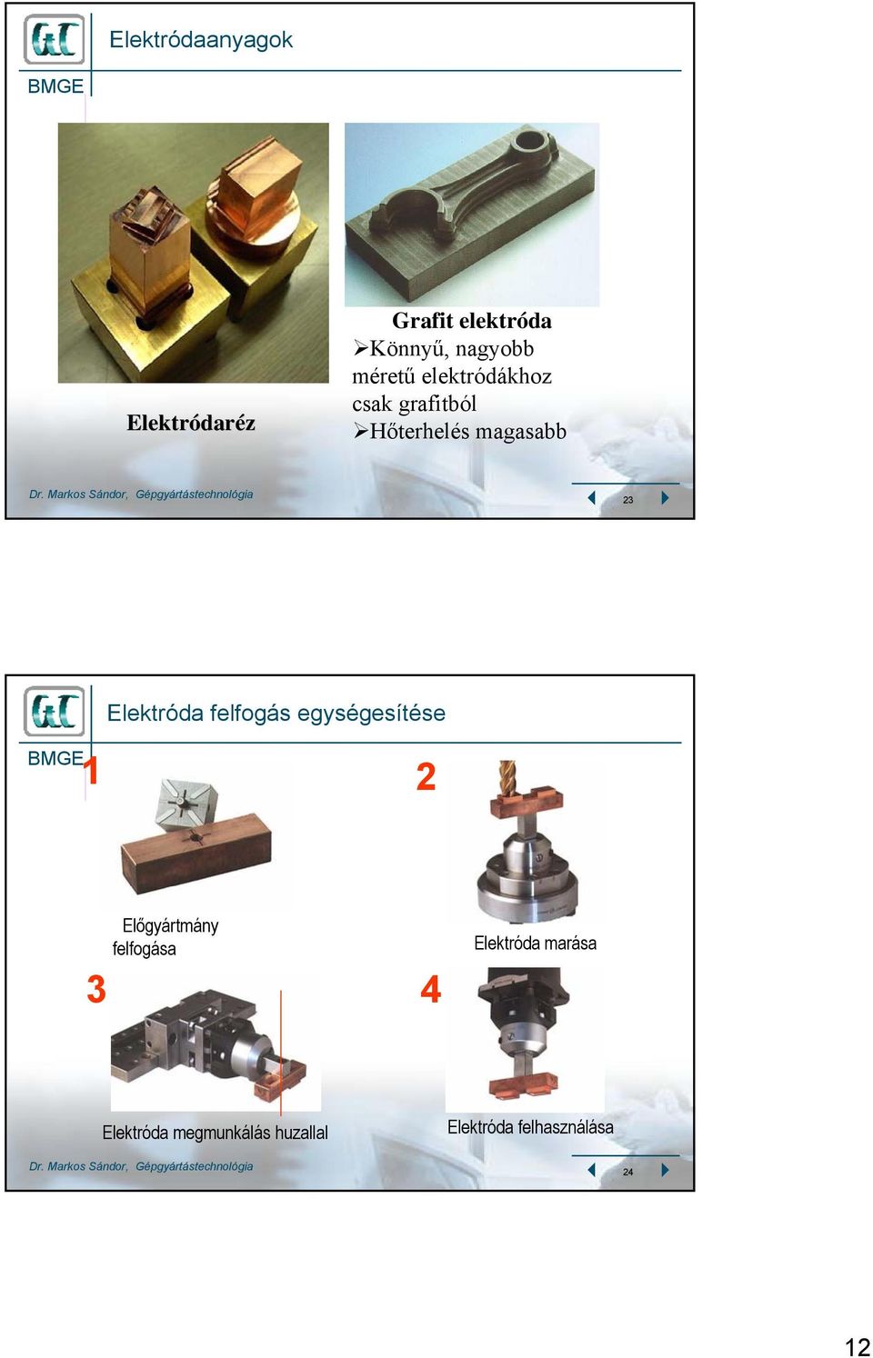 Elektróda felfogás egységesítése 1 2 3 Előgyártmány felfogása 4