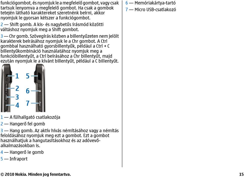 A kis- és nagybetűs írásmód közötti váltáshoz nyomjuk meg a Shift gombot. 3 Chr gomb. Szövegírás közben a billentyűzeten nem jelölt karakterek beírásához nyomjuk le a Chr gombot.