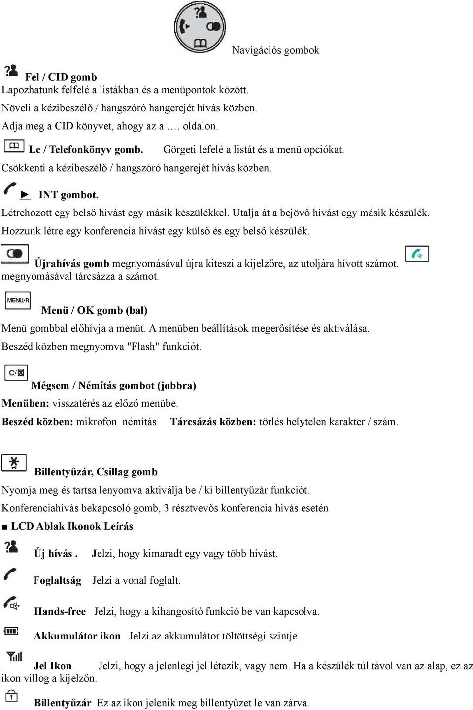 Utalja át a bejövő hívást egy másik készülék. Hozzunk létre egy konferencia hívást egy külső és egy belső készülék. Újrahívás gomb megnyomásával újra kiteszi a kijelzőre, az utoljára hívott számot.