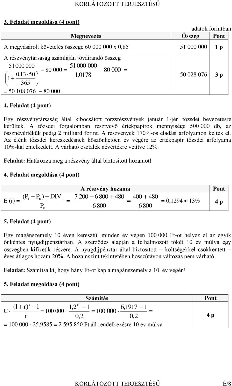 A tőzsdei forgalomban résztvevő értékpapírok mennyisége 500 000 db, az össznévértékük pedig 2 milliárd forint. A részvények 170%-os eladási árfolyamon keltek el.