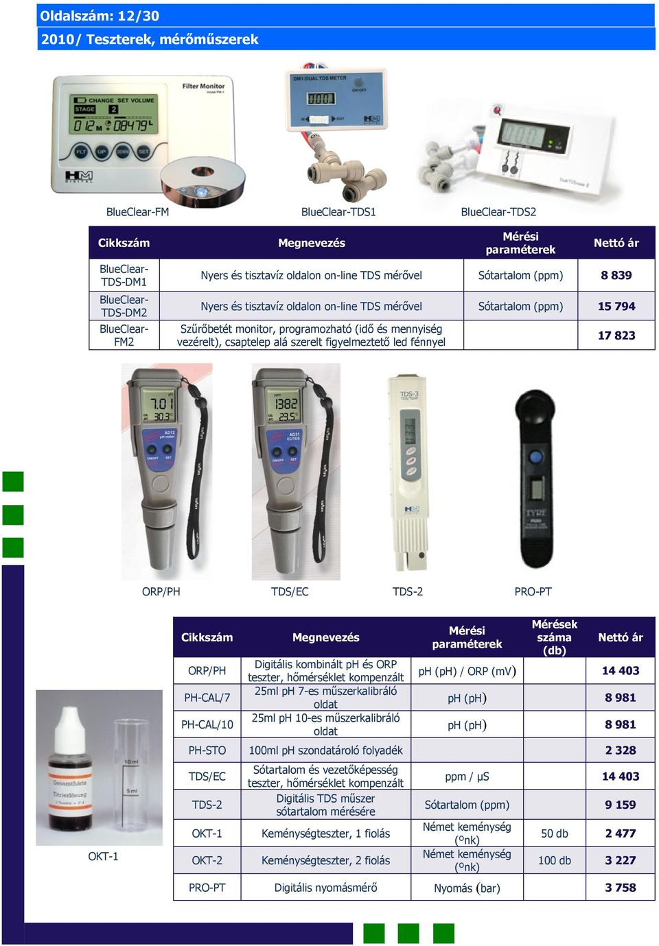 fénnyel 17 823 ORP/PH TDS/EC TDS-2 PRO-PT OKT-1 ORP/PH PH-CAL/7 PH-CAL/10 Digitális kombinált ph és ORP teszter, hőmérséklet kompenzált 25ml ph 7-es műszerkalibráló oldat 25ml ph 10-es