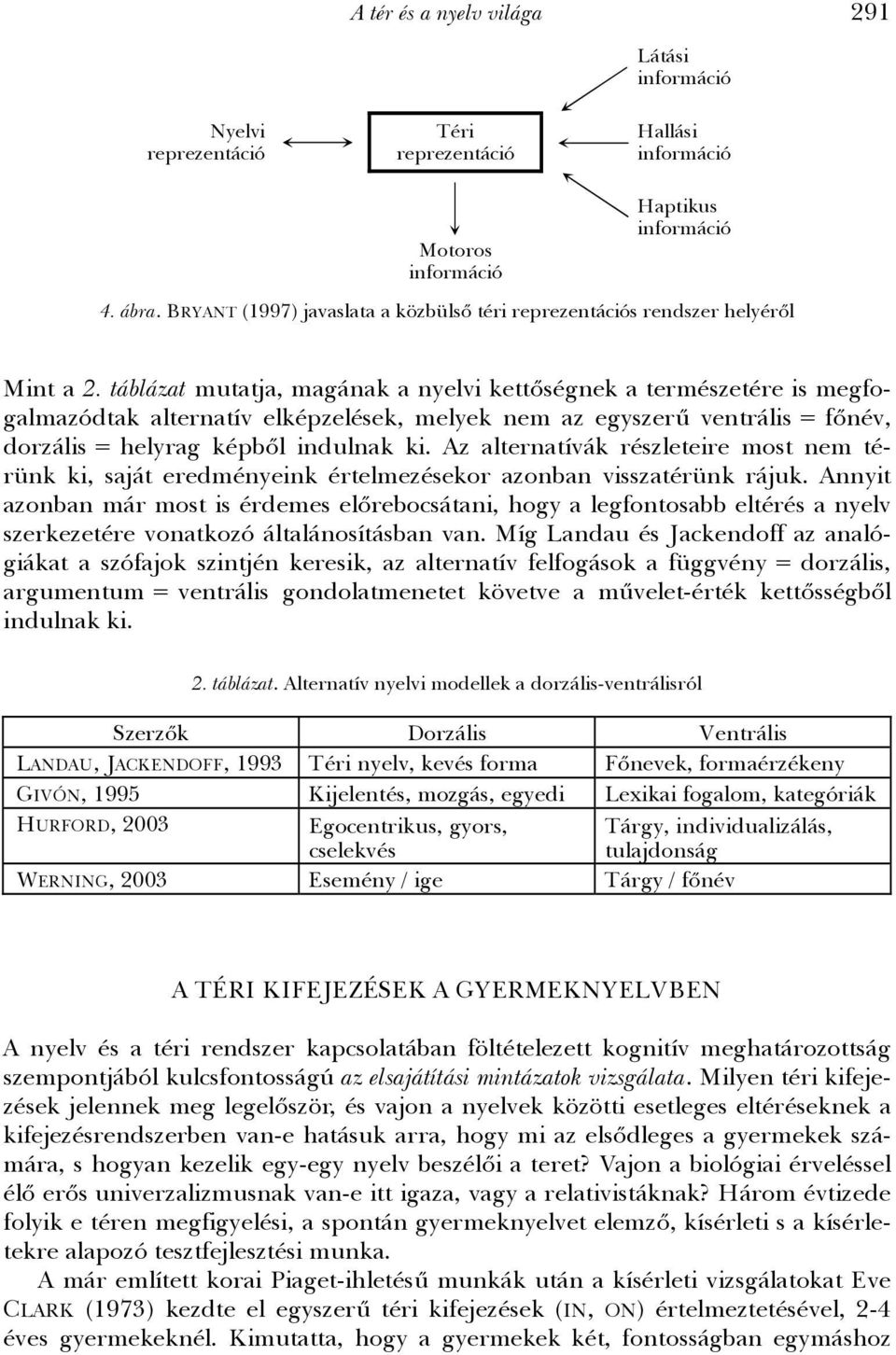 táblázat mutatja, magának a nyelvi kettőségnek a természetére is megfogalmazódtak alternatív elképzelések, melyek nem az egyszerű ventrális = főnév, dorzális = helyrag képből indulnak ki.