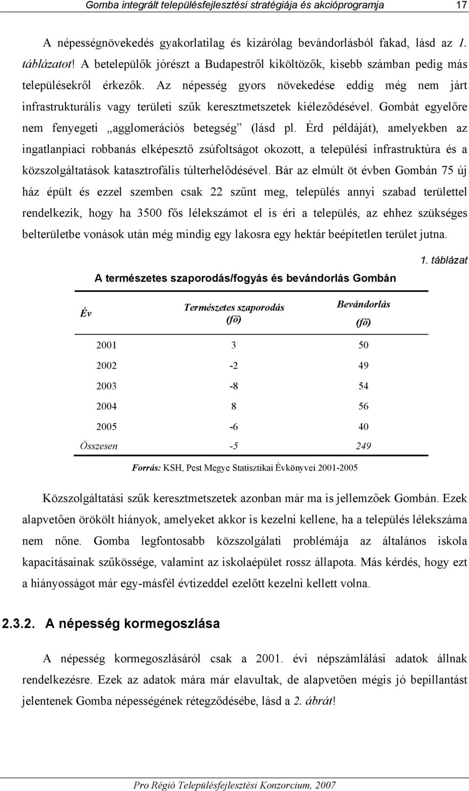 Az népesség gyors növekedése eddig még nem járt infrastrukturális vagy területi szűk keresztmetszetek kiéleződésével. Gombát egyelőre nem fenyegeti agglomerációs betegség (lásd pl.