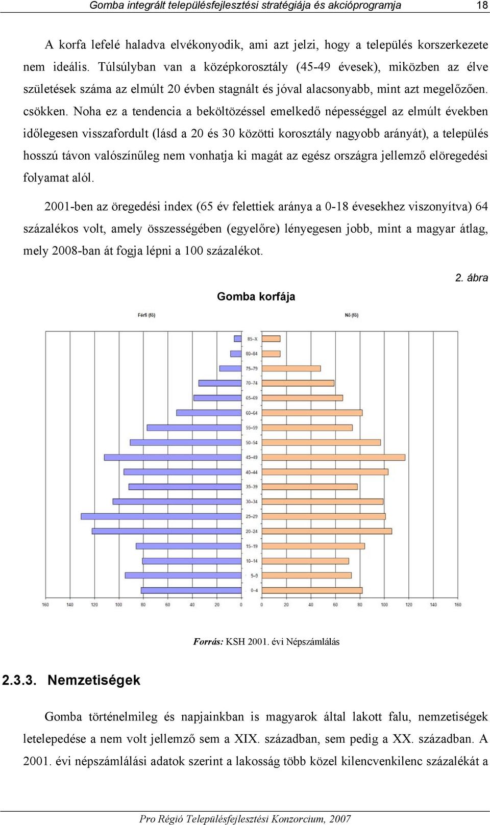 Noha ez a tendencia a beköltözéssel emelkedő népességgel az elmúlt években időlegesen visszafordult (lásd a 20 és 30 közötti korosztály nagyobb arányát), a település hosszú távon valószínűleg nem