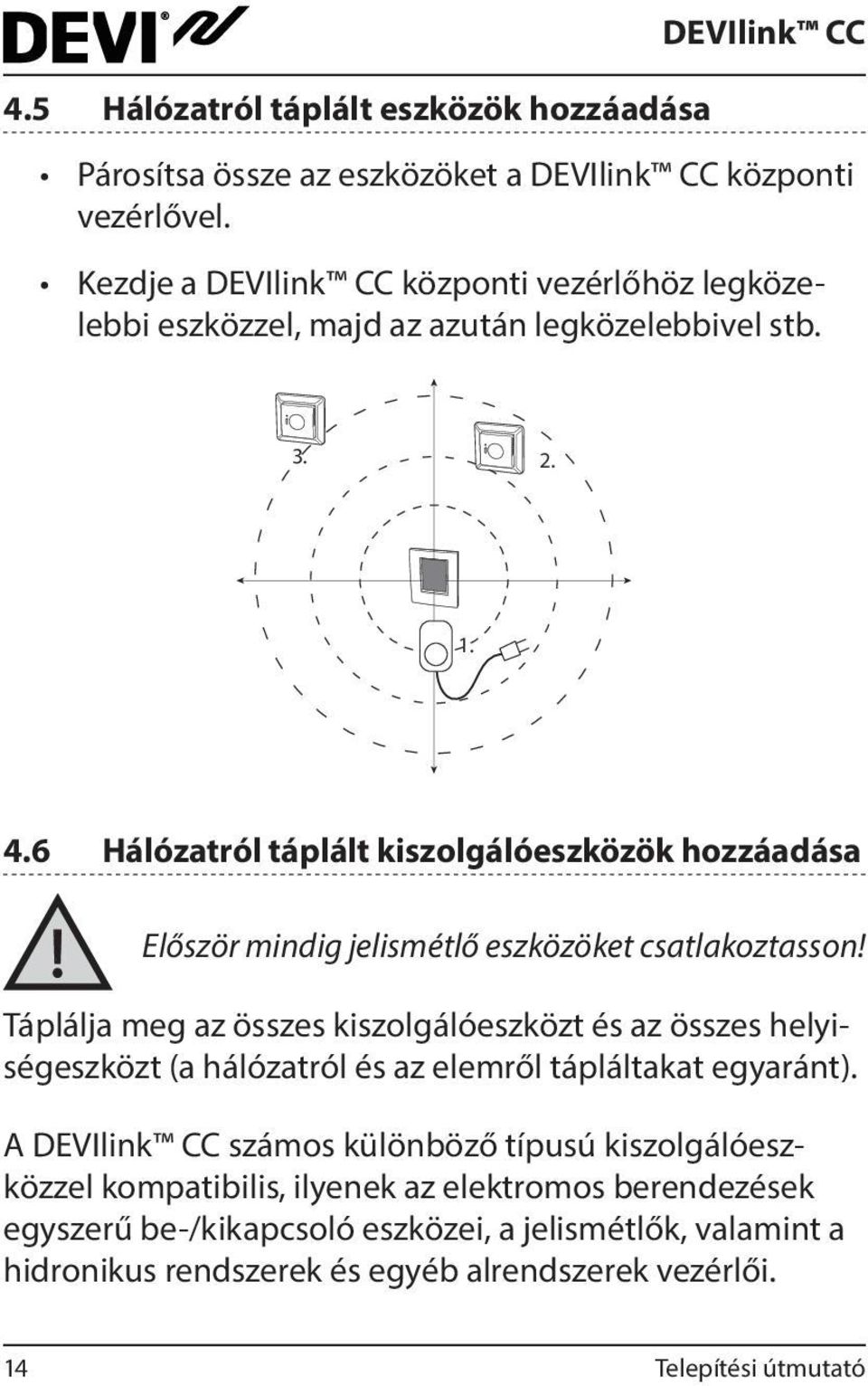 6 Hálózatról táplált kiszolgálóeszközök hozzáadása Először mindig jelismétlő eszközöket csatlakoztasson!