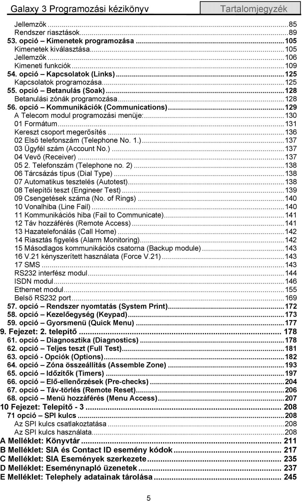 ..129 A Telecom modul programozási menüje:...130 01 Formátum...131 Kereszt csoport megerősítés...136 02 Első telefonszám (Telephone No. 1.)...137 03 Ügyfél szám (Account No.)...137 04 Vevő (Receiver).