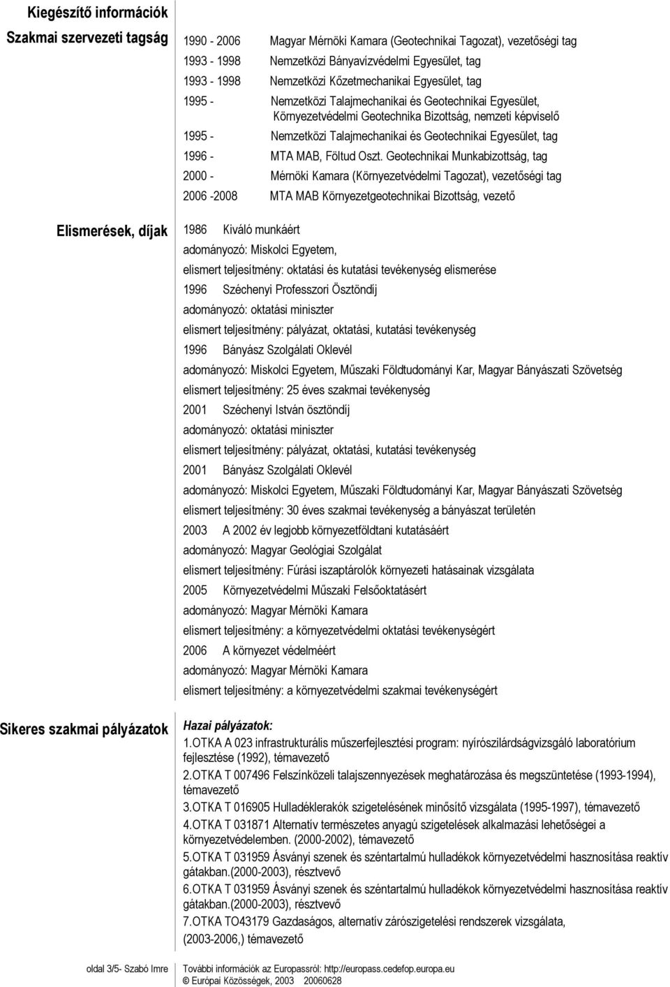 Egyesület, tag 1996 - MTA MAB, Föltud Oszt.