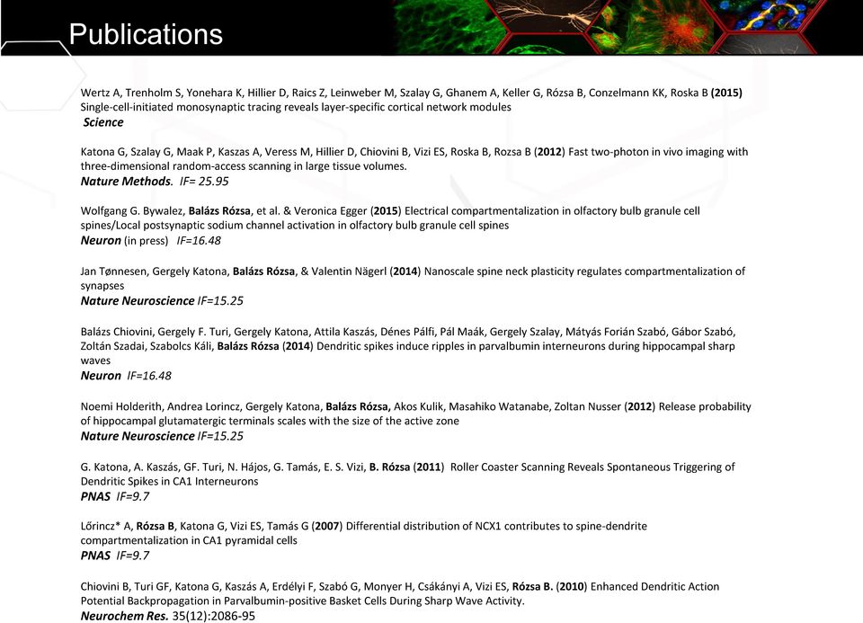 three-dimensional random-access scanning in large tissue volumes. Nature Methods. IF= 25.95 Wolfgang G. Bywalez, Balázs Rózsa, et al.