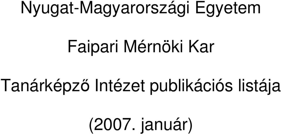 Kar Tanárképző Intézet