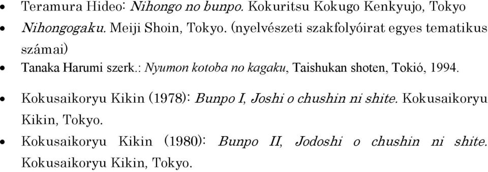 : Nyumon kotoba no kagaku, Taishukan shoten, Tokió, 1994.