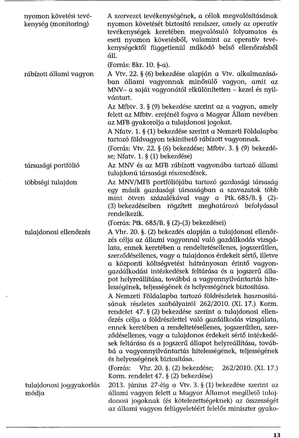 működő belső ellenőrzésből áll. (Forrás: Bkr. 10. -a). A Vtv. 22. (6) bekezdése alapján a Vtv.