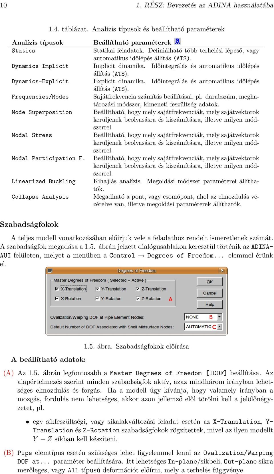 Dynamics-Explicit Explicit dinamika. Időintegrálás és automatikus időlépés állítás (ATS). Frequencies/Modes Mode Superposition Modal Stress Sajátfrekvencia számítás beállításai, pl.