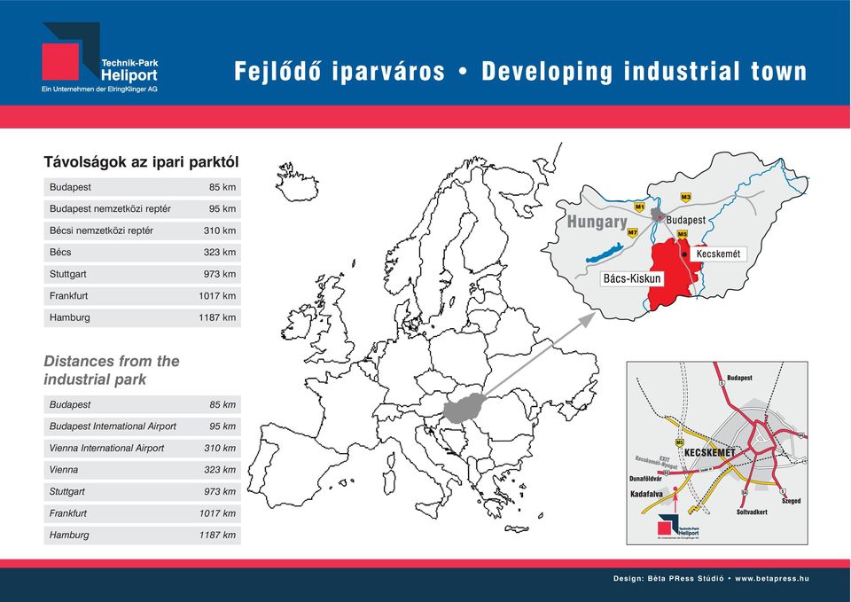 Distances from the industrial park Budapest Budapest International Airport Vienna International Airport Vienna