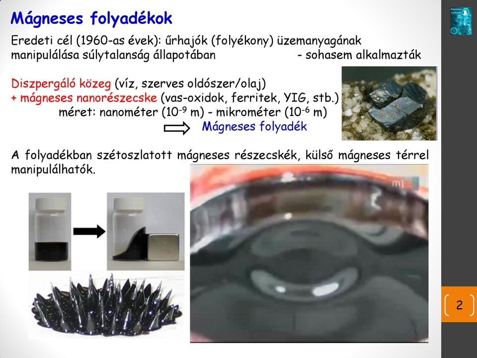 mágneses nanorészecske (vas-oxidok, ferritek, YIG, stb.