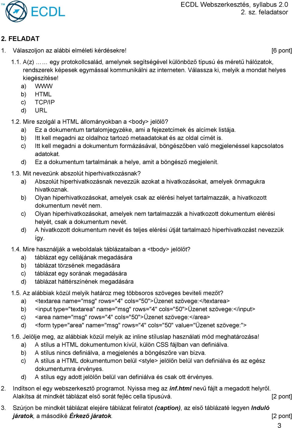 a) Ez a dokumentum tartalomjegyzéke, ami a fejezetcímek és alcímek listája. b) Itt kell megadni az oldalhoz tartozó metaadatokat és az oldal címét is.